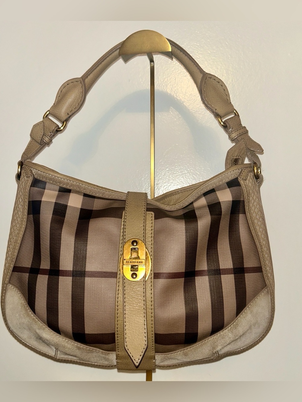 Burberry Bartow Hobo bag, Smoked Check. Vintage